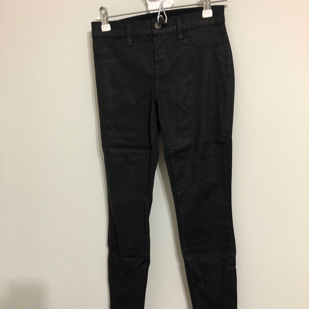 J Brand black coated skinny jeans